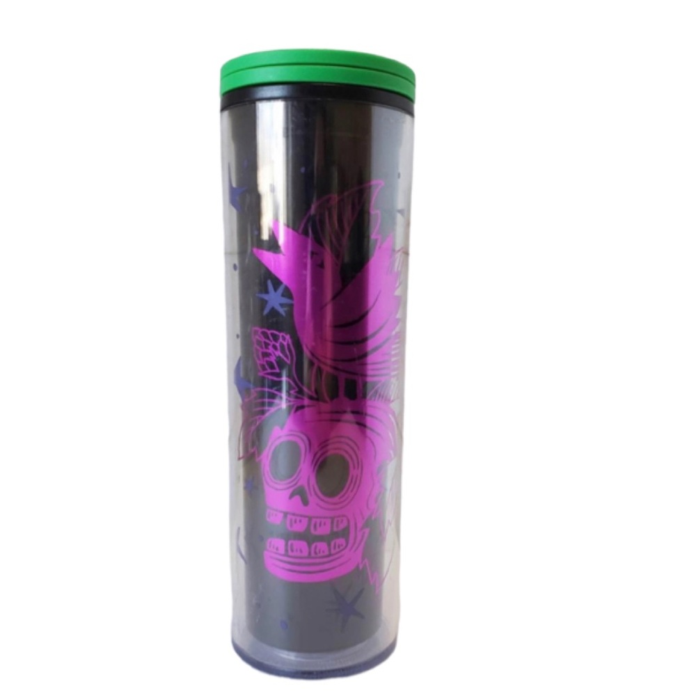 NEW Starbucks Halloween Fall 2020 Black Purple Raven Skull Plastic Cup Tumbler